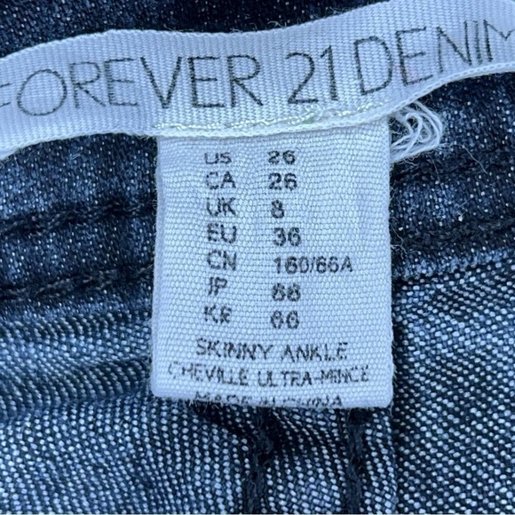 SIZE 26 FOREVER 21 DARK BLUE SKINNY JEANS DENIM STRETCH - Picture 10 of 11